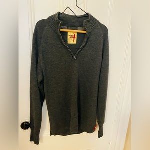 Relwen Charcoal Merino Wool Zip up Sweater - Sz Large